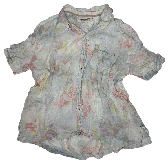 Free People We The Free Good Vibes Button Front Short Sleeve Shirt s - Picture 6 of 13